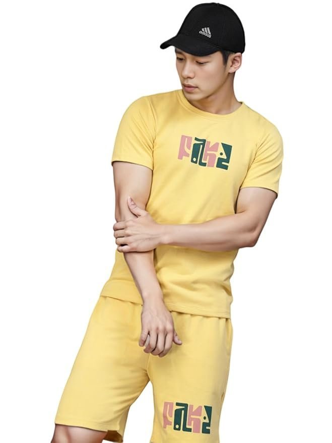 Rigo Men Night Suit Set | Printed Casual Co-ords Set | Men’s T-Shirt and Short Set | Round Neck Half Sleeves Casual Co-ords