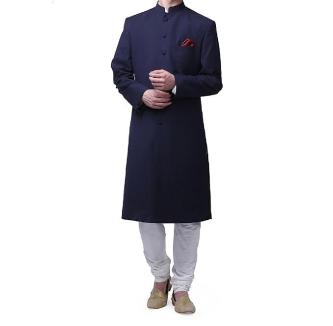 Royal Kurta Men’s Viscose Blend Solid Nehru Sherwani