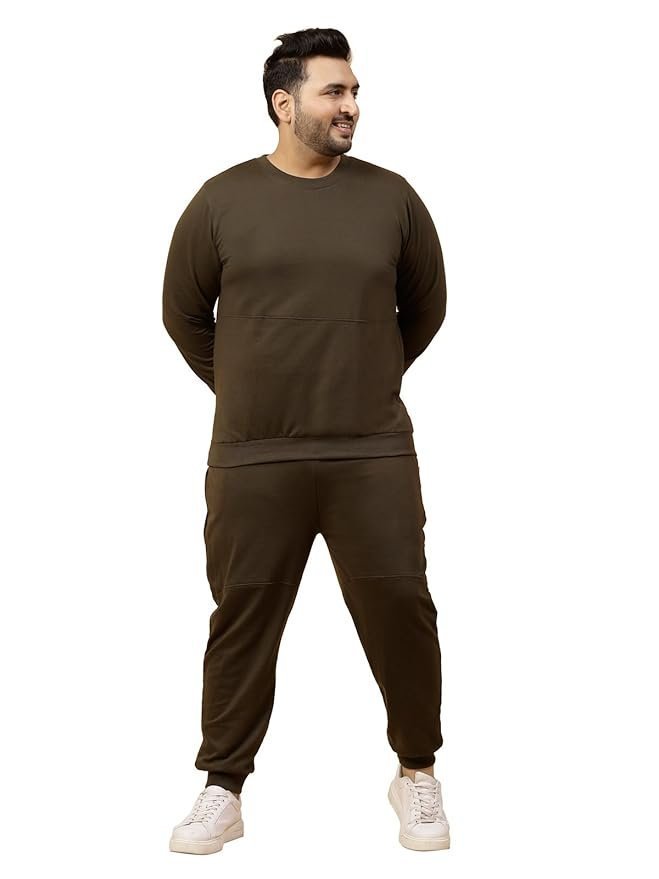 Rigo Round Neck Full Sleeve Terry Track Suit For Men | Plus Size Co-ord Set For Men | Regular Fit Plus Sizes Tracksuit for Men