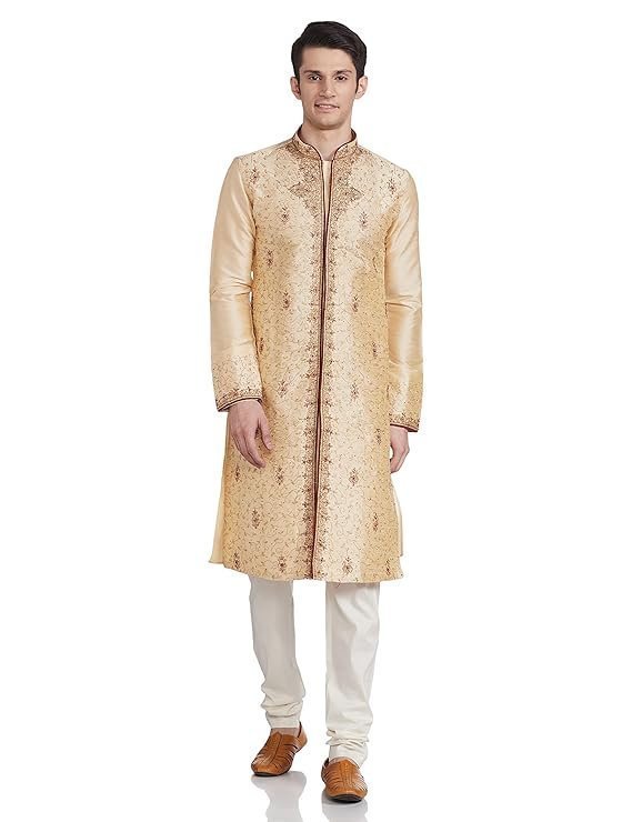 Manyavar Men’s Cotton Solid Regular Kurta Set