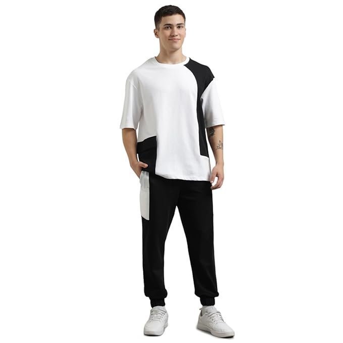 NOBERO Men’s Cotton Oversized Casual Round Neck Co-Ord Set for Casual Sleepwear & Loungewear Set & Night Suits Set