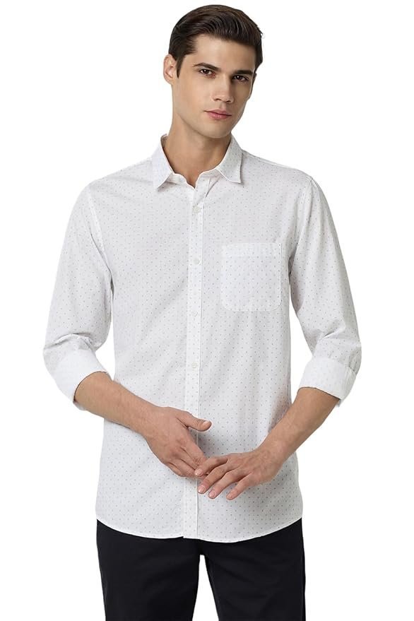Peter England Men’s Slim Fit Casual Shirt |100% Cotton | Micro Ditsy Print| Full Sleeve