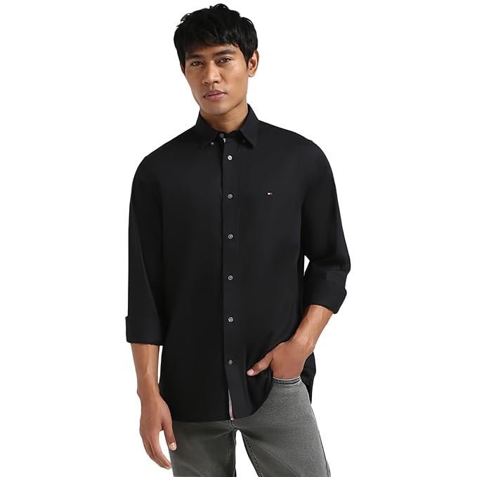 Tommy Hilfiger Men’s Cotton Solid Regular Fit Shirt