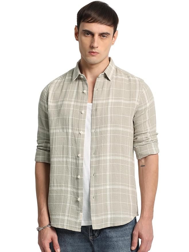 The Bear House Men’s Checkered Slim Fit Shirt