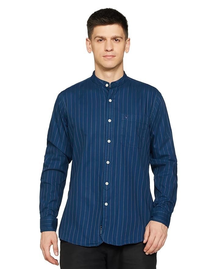 Allen Solly Men’s Regular Fit Mandarin Collar Casual Shirt