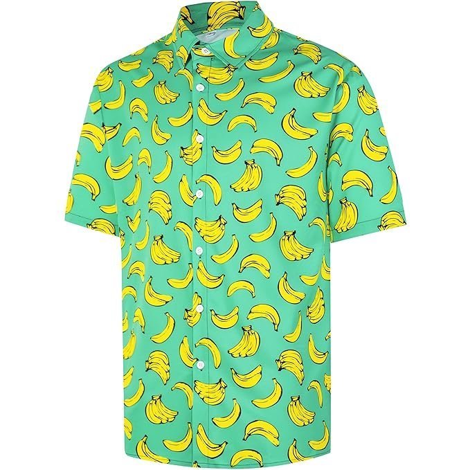 FT FENTENG Men’s Casual Button Down Shirts Regular Fit Short Sleeve Hawaiian Shirt for Men