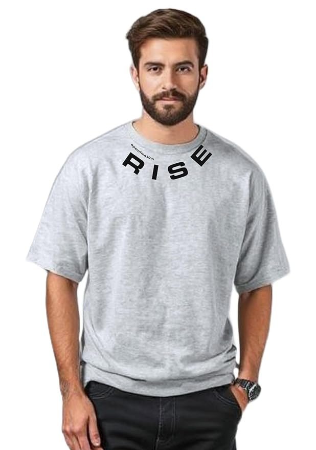 Men Oversized White Melange Half Sleeve Casual Tshirts (in, Alpha, M, Regular, 1, White Melange)