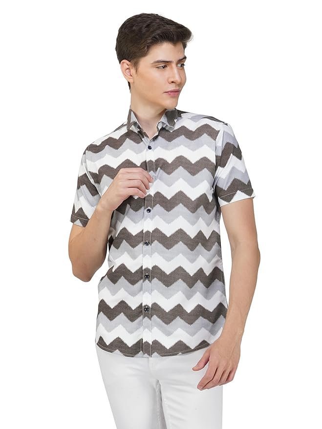 BASE 41 Men’s Printed Half Sleeve Stylish Latest Casual Shirt for Men