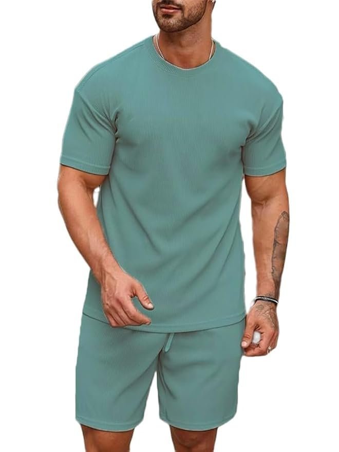 SMOWKLY Men’s Premium Cotton Blend Pyjama Set || Stylish Round Neck T-Shirt and Shorts || Casual Night Suit Wear Set for Man
