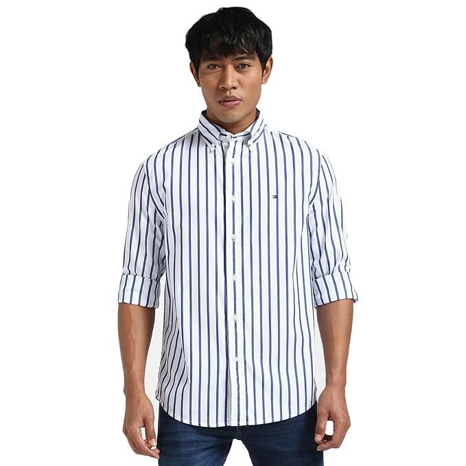 Tommy Hilfiger Men’s Cotton Striped Regular Fit Shirt