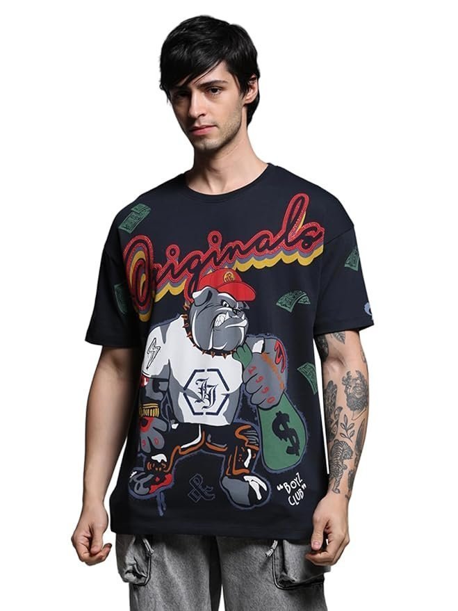 JACK & JONES Men’s Cotton Graphic Oversized Fit T-Shirt