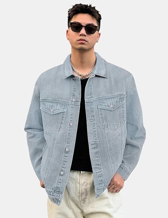 Urbano Fashion Men’s Regular Fit Washed Full Sleeve Denim Jacket