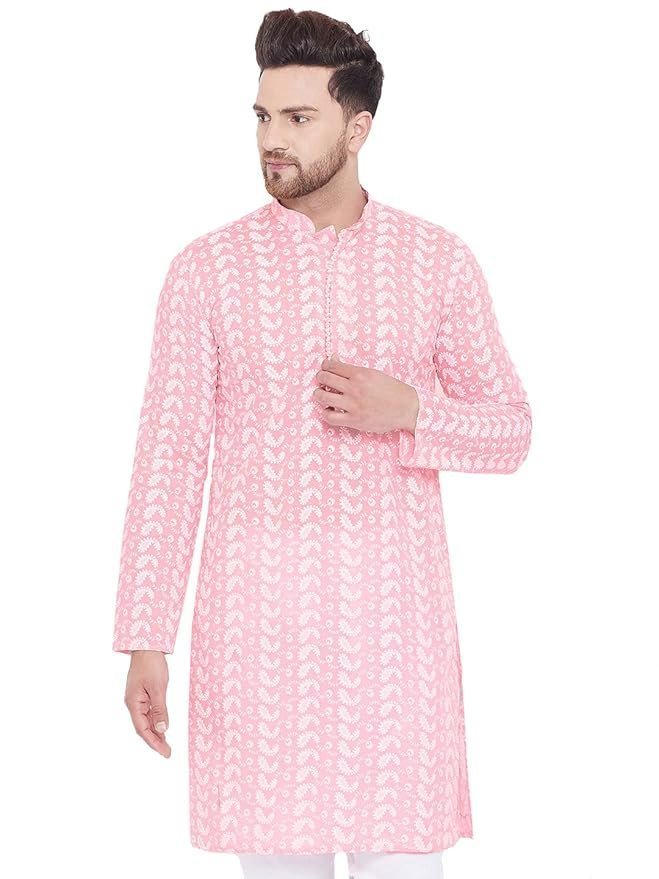 VASTRAMAY Men’s Cotton Blend Regular Fit Tunic Tunic