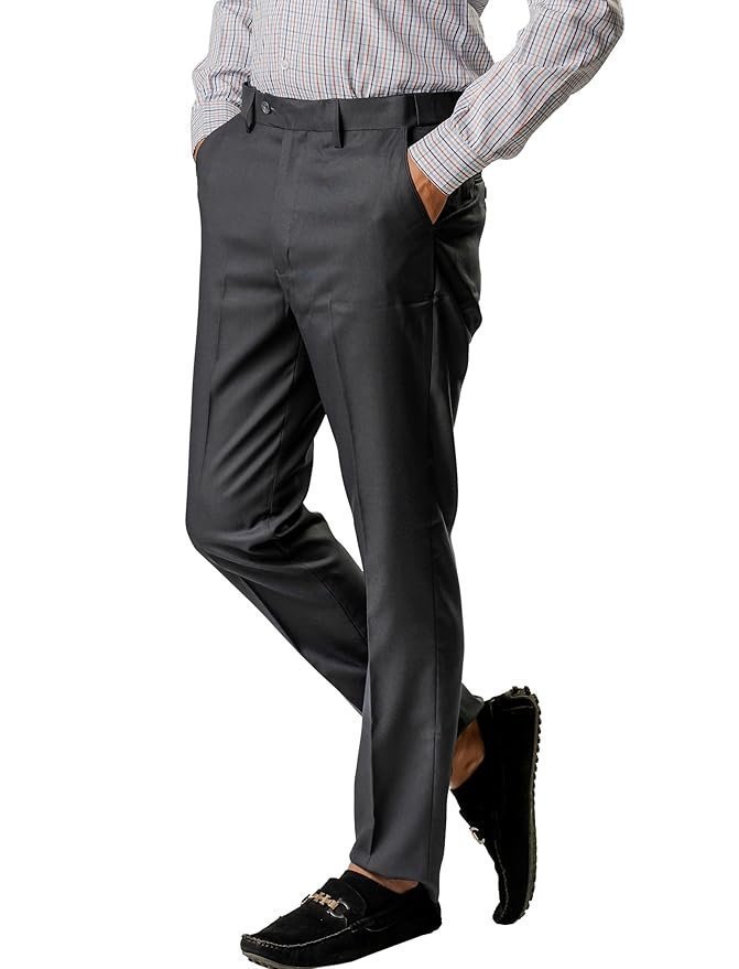 Jack and Jini Formal Pant with Expandable Waist for Men. Regular Fit, Flat Front, Premium Lycra Fabric for Office, Party and Casual Wear