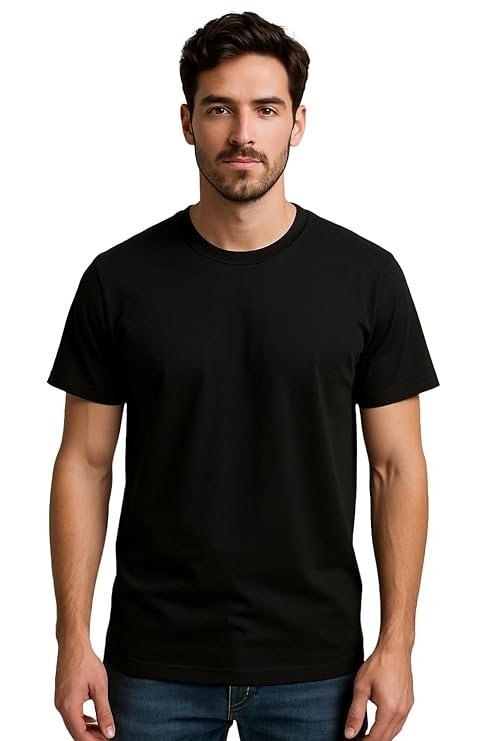 London Hills Solid Men’s Round Neck Cotton Blend Half Sleeve Regular Fit T-Shirts