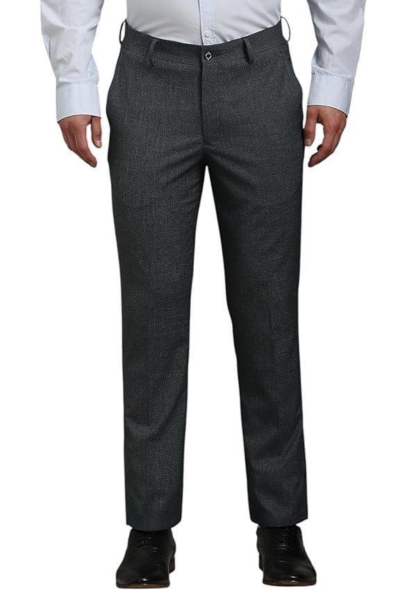 Louis Philippe Men’s Slim Fit Mid Rise Strechable Fabric Easy to Iron Textured Formal Trouser