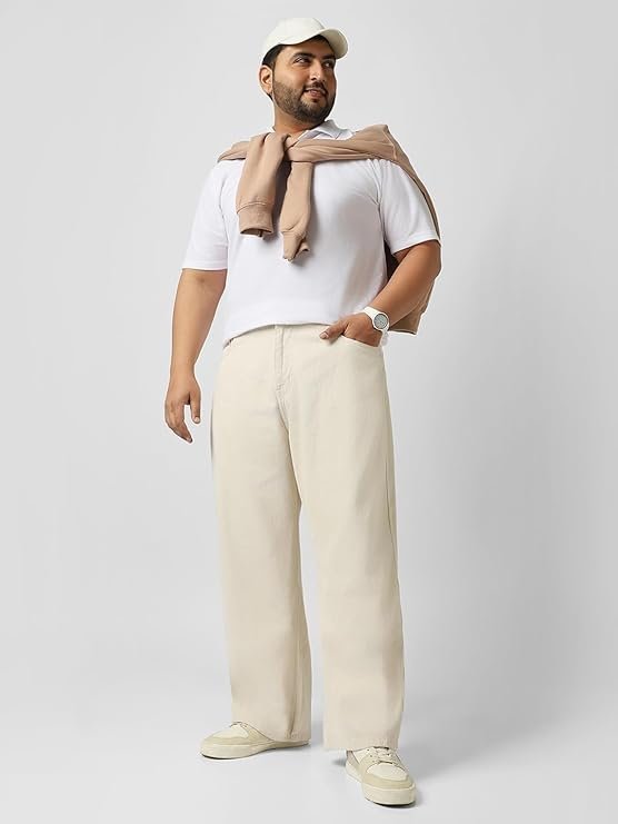 Urbano Plus Men’s Loose Baggy Fit Washed Jeans Non-Stretchable