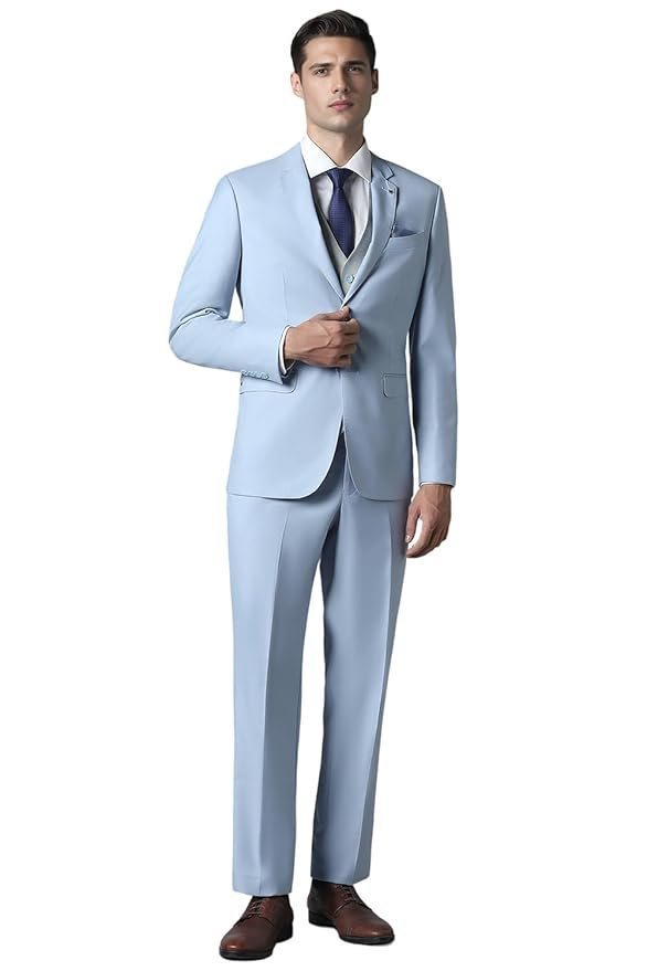 Louis Philippe Men’s Polyester Blend Three Piece Suit-Dress Set