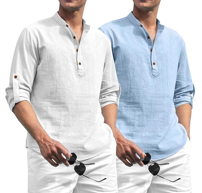 Zombom Combo of Men’s Solid Cotton Blend Full Sleeve Straight Kurta Shirt