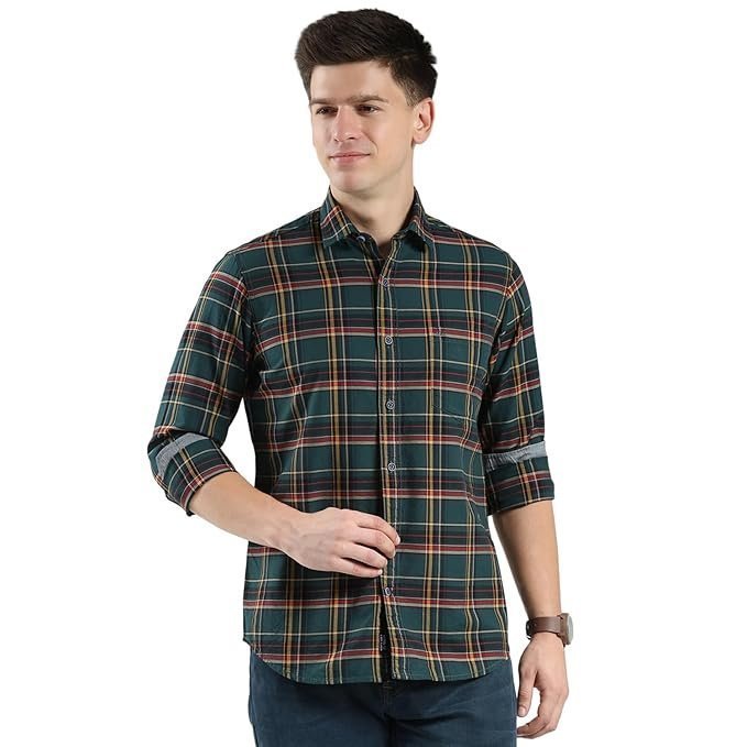Monte Carlo Men’s Regular Fit Checkered Shirt | Full Sleeves | Spread Collar | Front Pocket | Stylish & Casual Shirt for Men
