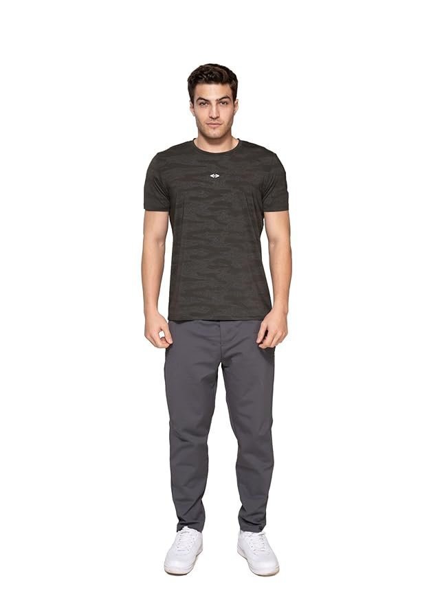 STRCH Men’s Nylon Half Sleeve T-Shirt Regular Fit – Workout Activewear for Gym, Quick Dry Training, Running, Fitness, Jogging, Exercise, Casual Wear.