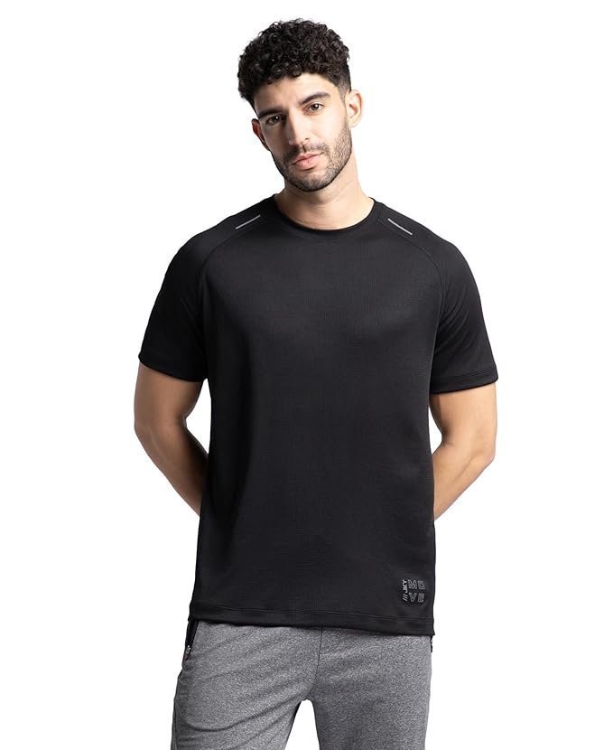 Jockey MV16 Men’s Lightweight Regular Fit Microfiber Polyester Solid Round Neck Half Sleeve Active Wear T-Shirt with Breathable Mesh