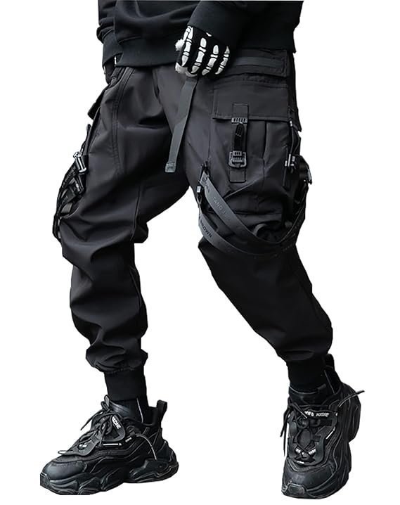 Niepce Inc Men’s Japanese Streetwear Techwear Cargo Pants with Design
