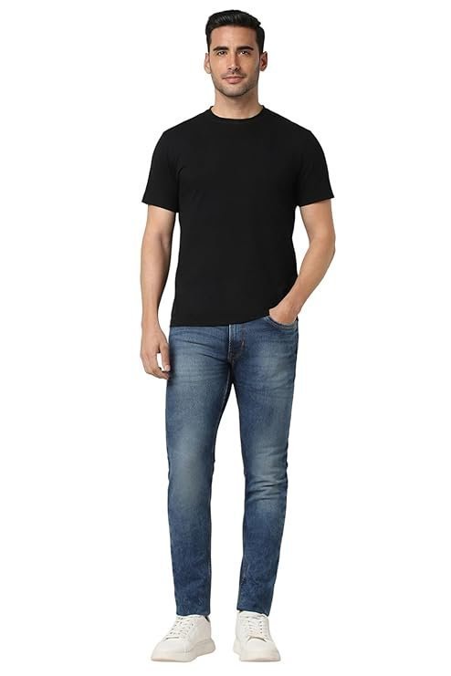 Peter England Men’s Premium Skinny Fit Stretchable Mid Rise Jeans Navy, 36