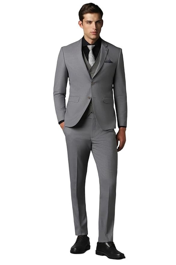 Louis Philippe Men’s Polyester Blend Three Piece Suit-Dress Set