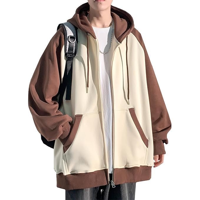 Fasshonrida Men’s Zip Hoodie, Autumn Clothing, Full Zip, Raglan Parka, Large Sizes, Overwear, Cool, Zip-up Hoodie, Sweatshirt, ZIP Light Outwear, Stylish, Clothes, Color Scheme, Autumn, Winter, Spring
