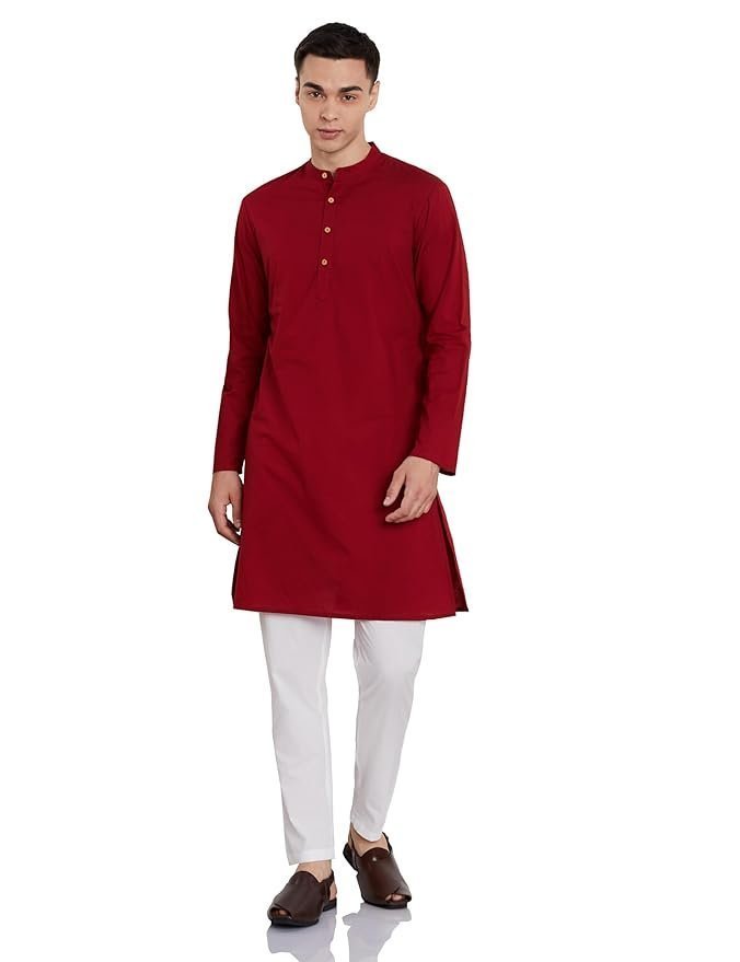 Amazon Brand – Symbol Men’s 100% Cotton Solid Long Length and Pant Set