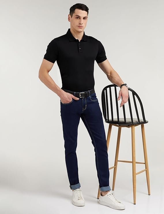 Peter England Men’s Mid Rise Premium Skinny Fit Stretchable Jeans Navy Blue, 32