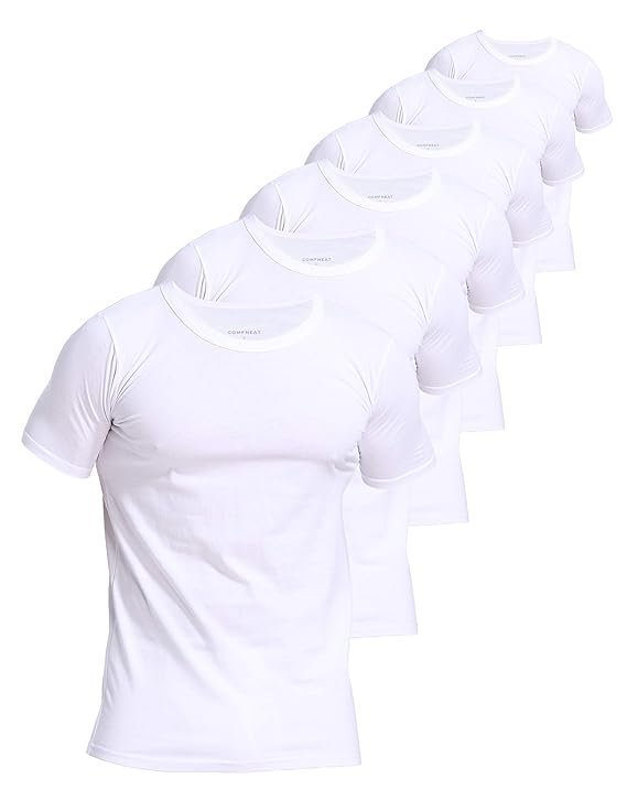 Comfneat Men’s 6-Pack Pure Cotton Undershirts Comfortable Crew Neck T-Shirts