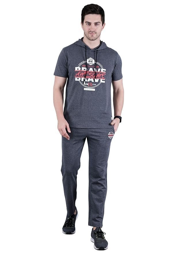 StarFox Men’s Cotton Blend Half Sleeve Hooded Whith Pant Co-Ord Set