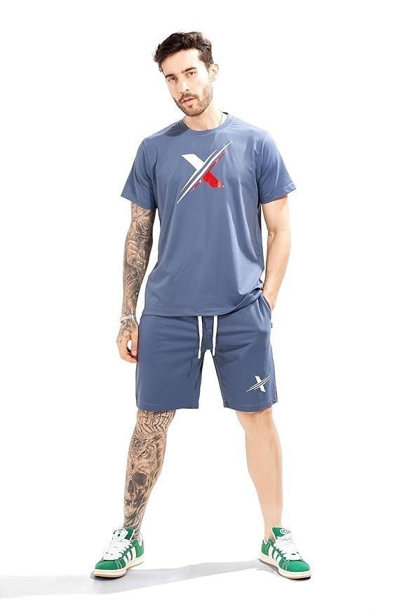 WEET Cotton T-Shirt and Shorts Set for Men,Night Wear for Men,Men’s Pyjama Set MCS136