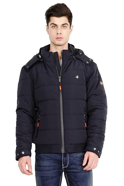 HIVER Men’s Nylon Jacket Water Proof Full-Sleeved Winter Jacket with Hood For Minus Degree