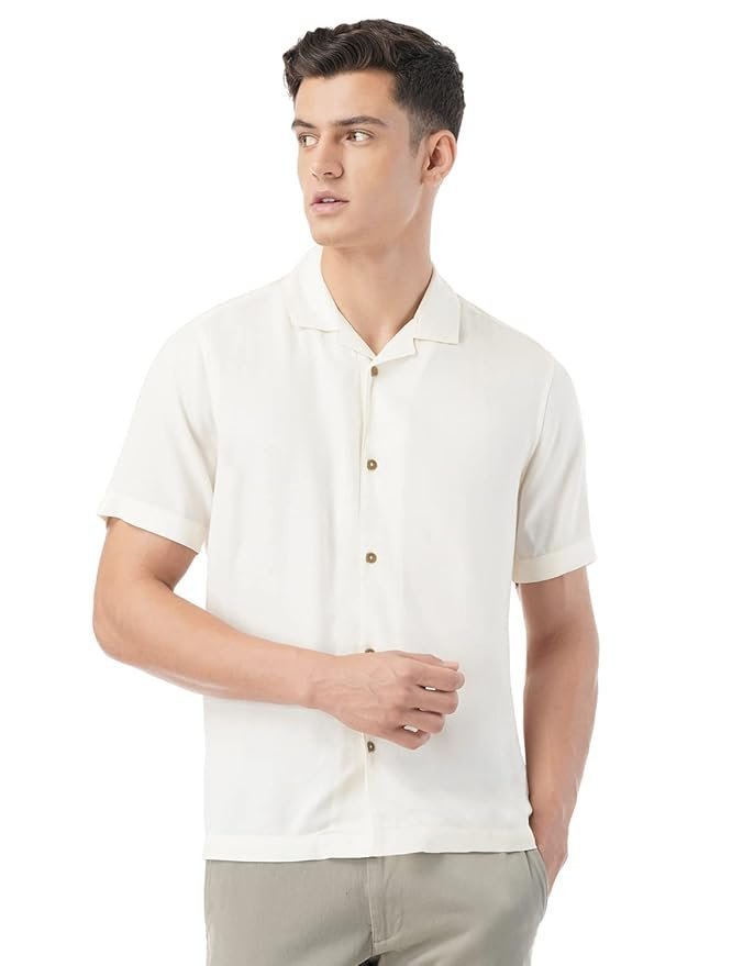 FYLTR Men’s Solid Rayon Casual Shirt with Resort Collar & Half Sleeves | Shirts for Men