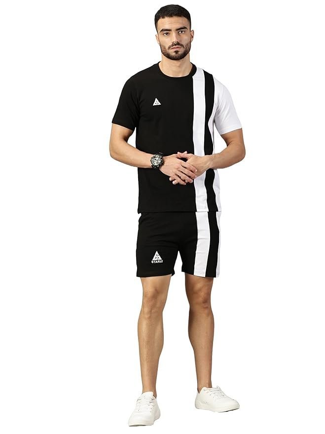STARLY Summer Cotton Co ord Set | Short Sleeve Tshirt Short Tracksuit For Men